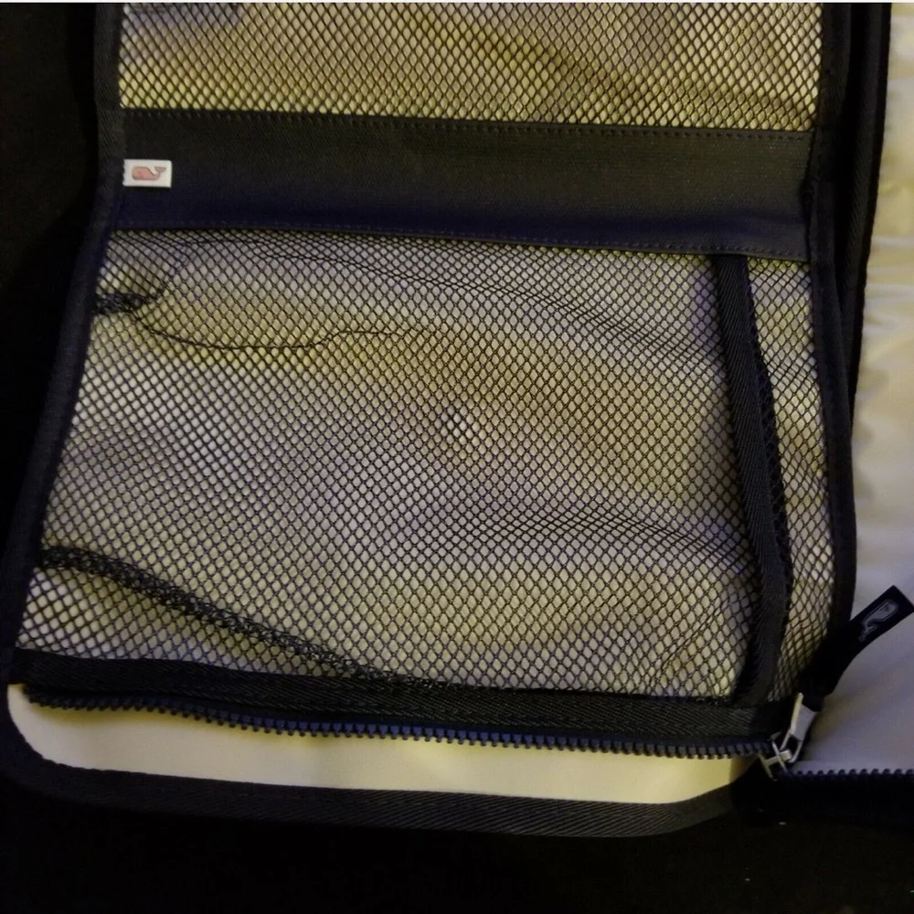 Vineyard Vines Cream and navy Baby Bag with Whale Logo